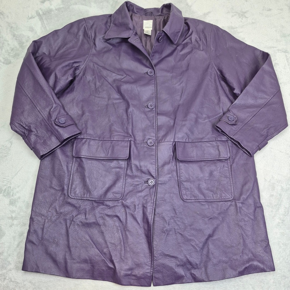 20W Purple Roaman's Genuine Leather Button Car Coat Jacket Plus Vintage 2X